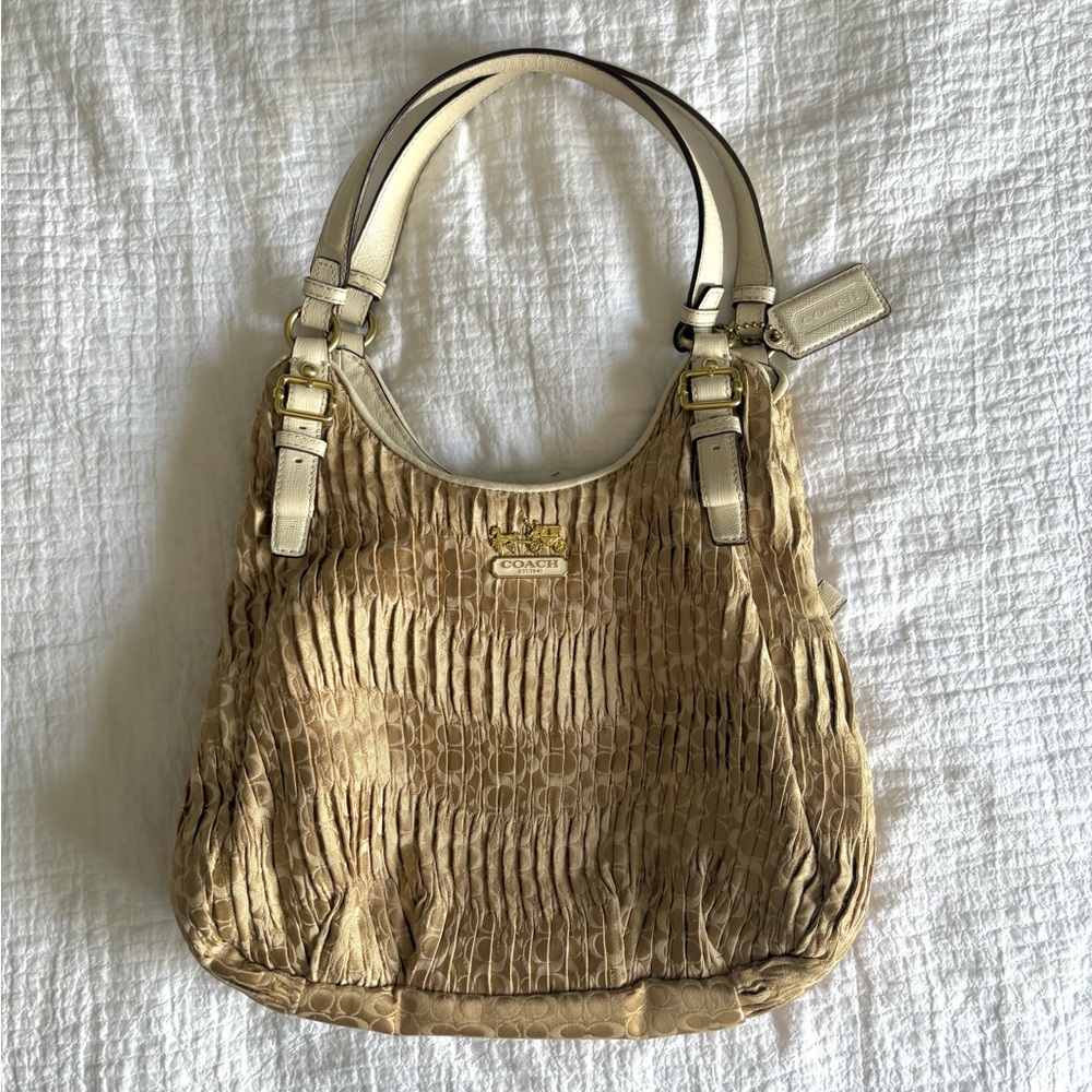Coach Tan and Cream Shoulder Bag